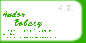 andor bobaly business card